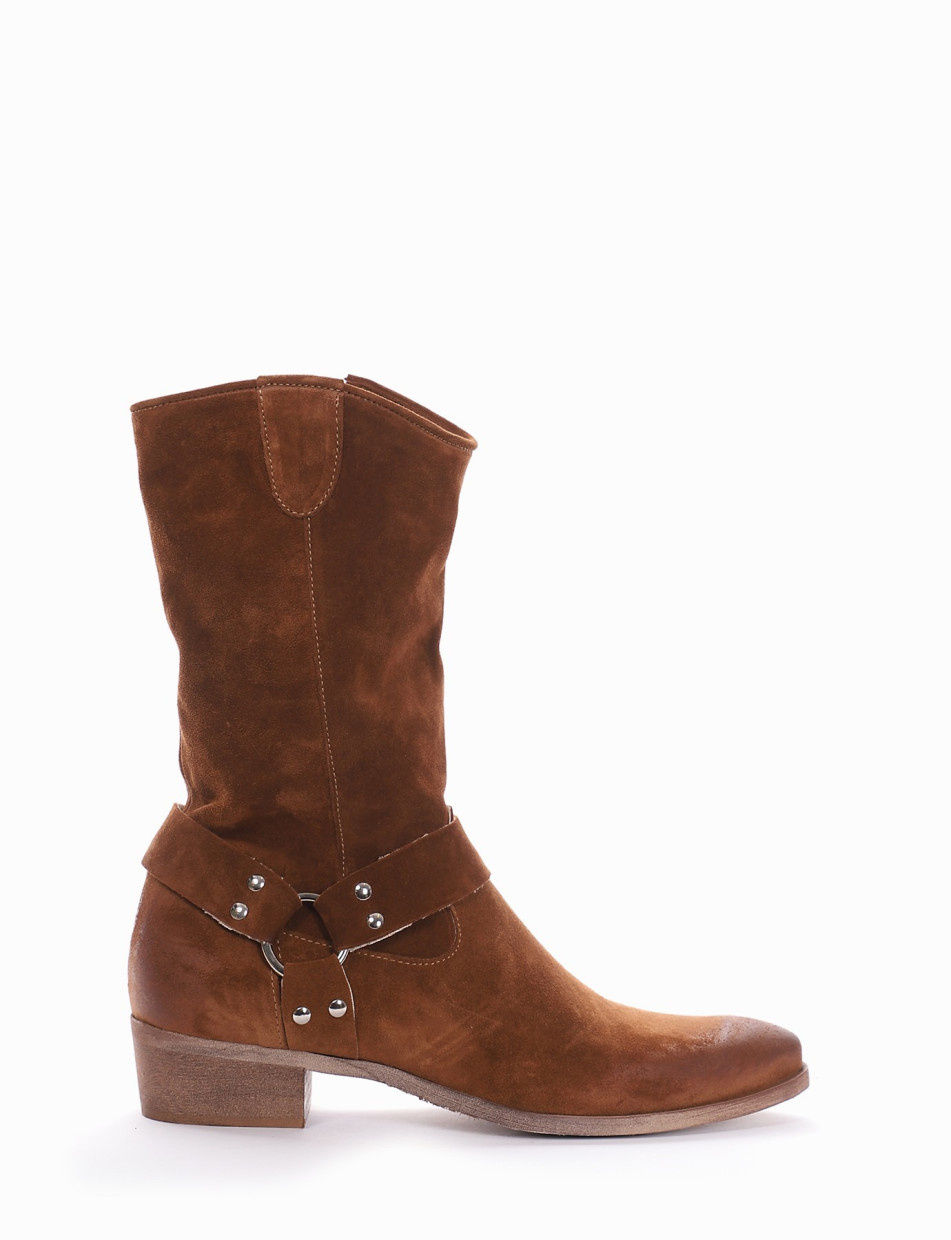 stivaletto tacco 3 cm cuoio