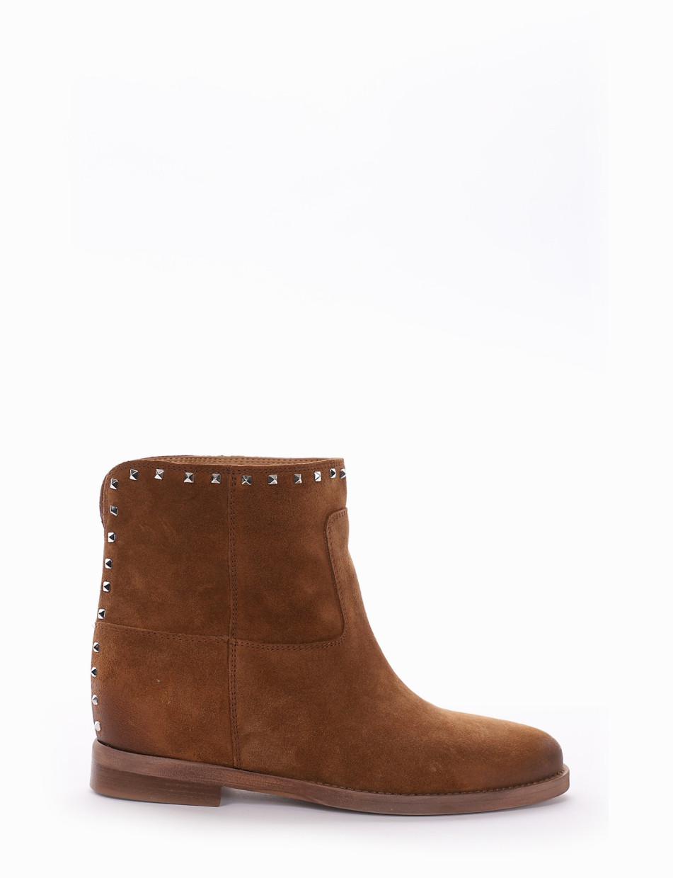 Low heel ankle boots heel 2 cm brown chamois