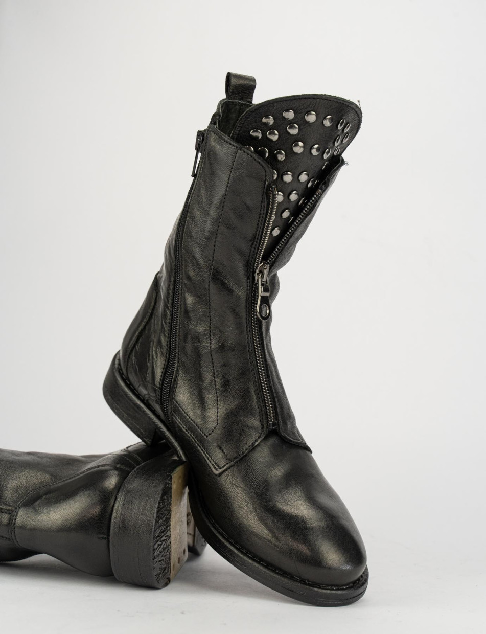 Combat boots heel 3 cm black leather