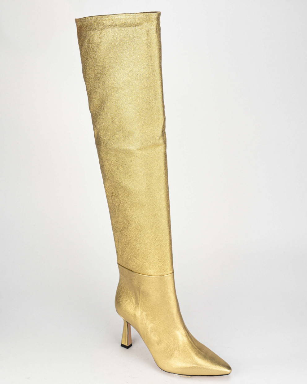 High heel boots heel 8 cm gold leather