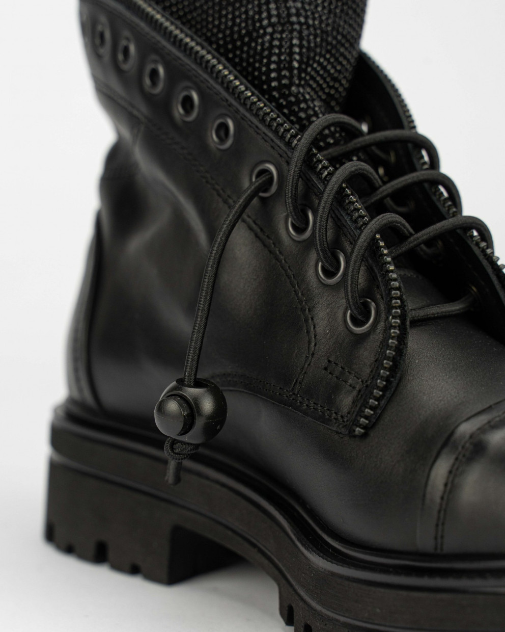 Combat boots heel 5 cm black leather