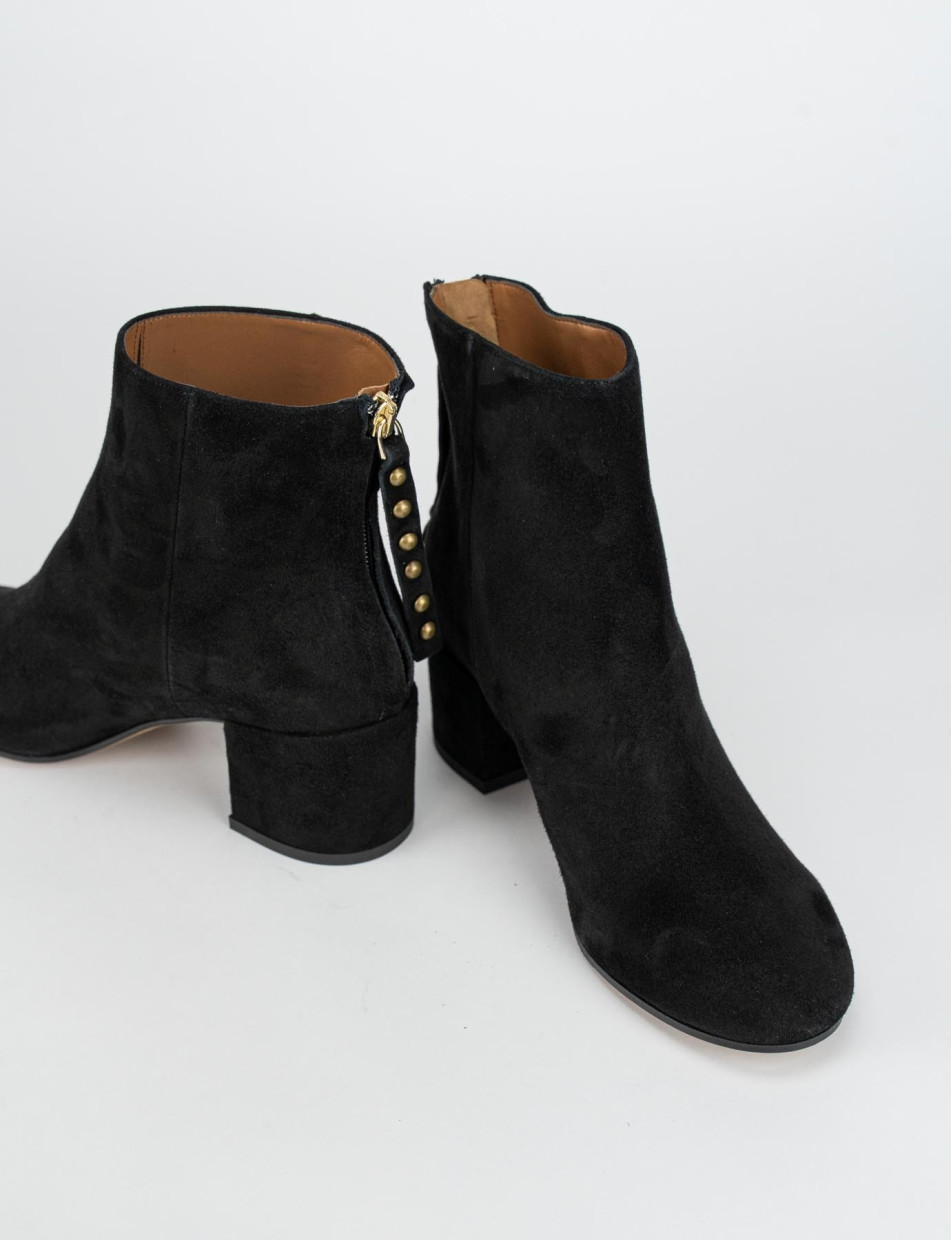 High heel ankle boots heel 5 cm black chamois