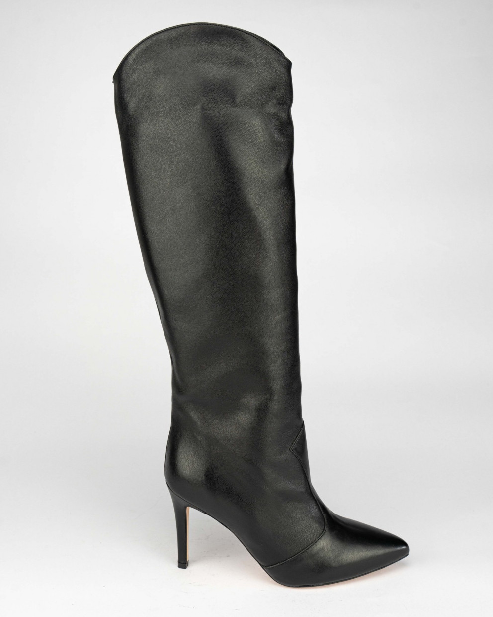 High heel boots heel 9 cm black leather