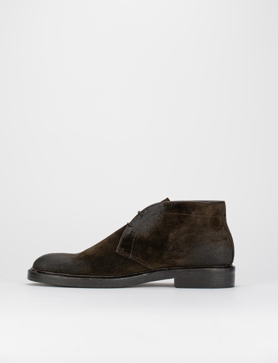 Desert boots heel 2 cm dark brown chamois