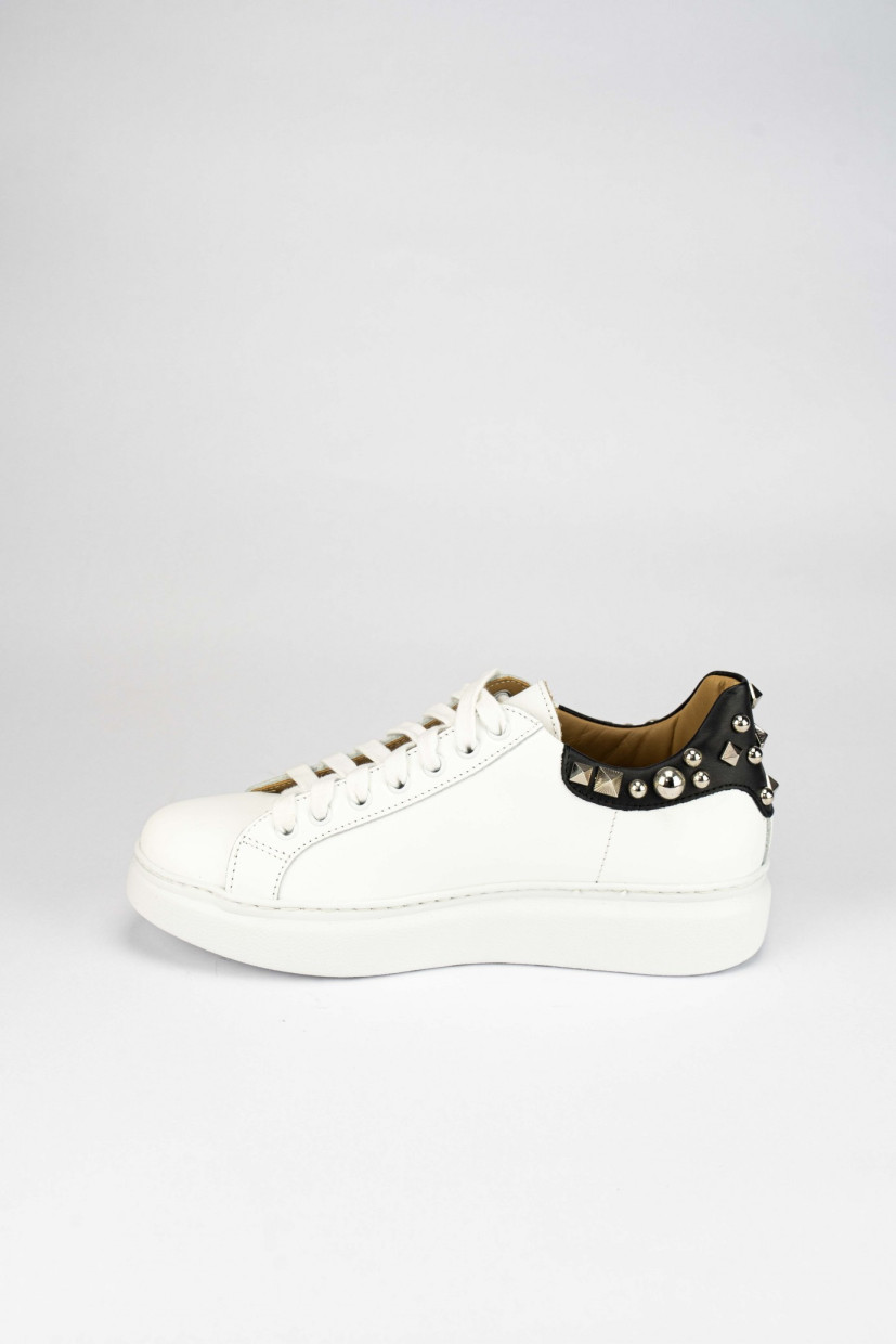 Sneakers heel 1 cm white leather