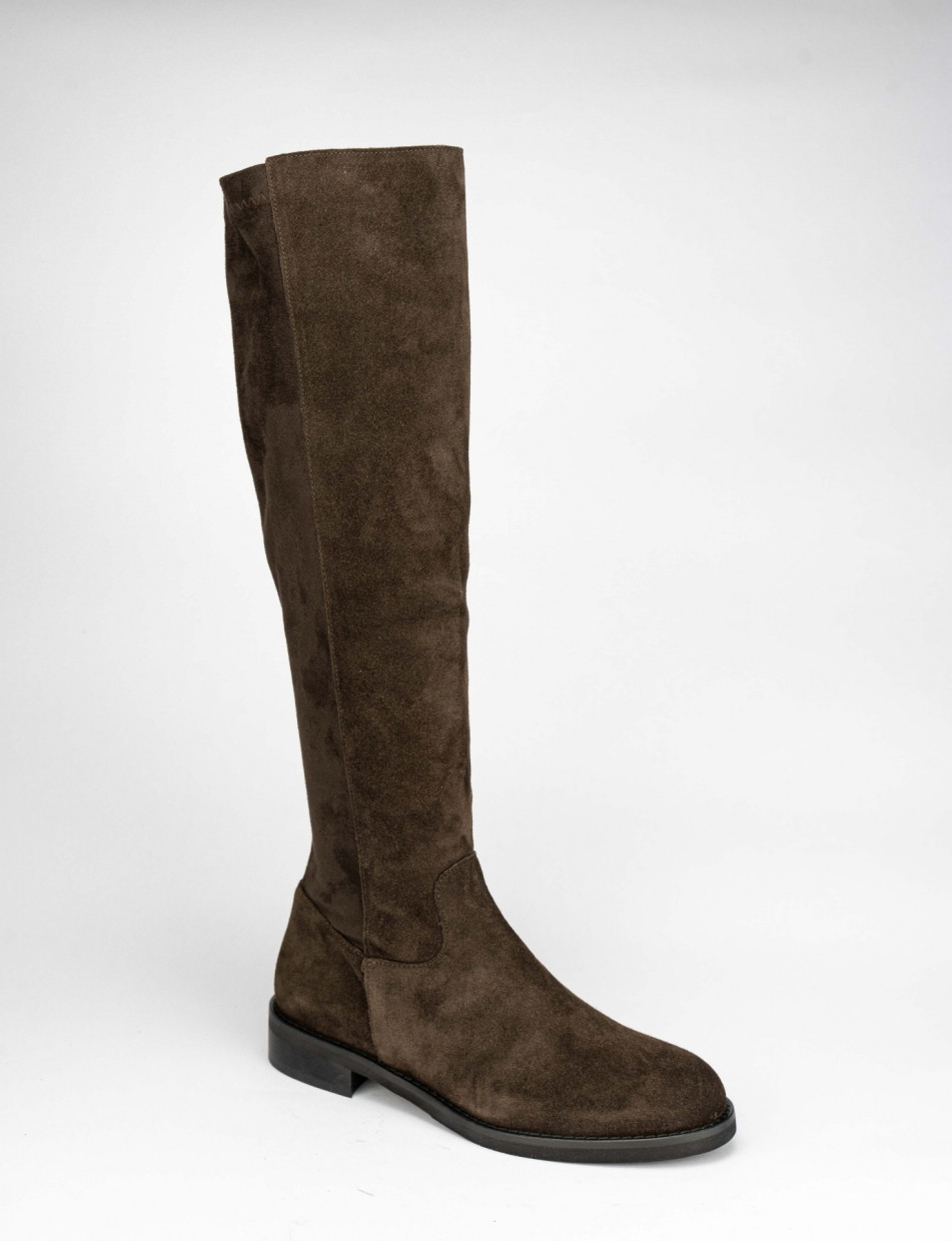 Low heel boots heel 2 cm dark brown chamois