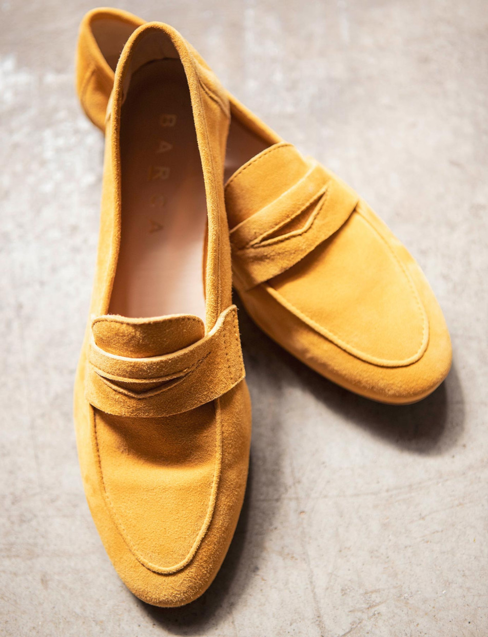 Loafers heel 1 cm yellow chamois