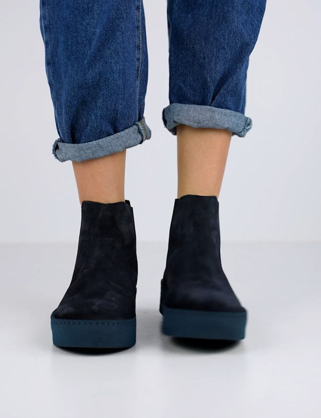 Low heel ankle boots heel 1 cm blu chamois