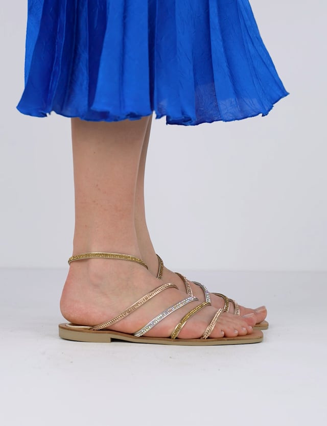 Sandali tacco 1cm pelle multicolor
