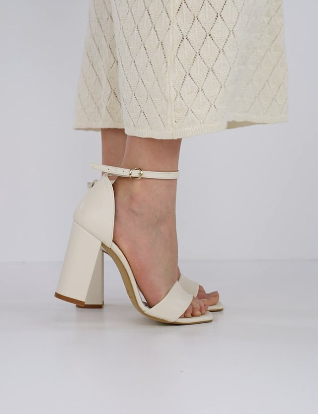 High heel sandals heel 8 cm white leather
