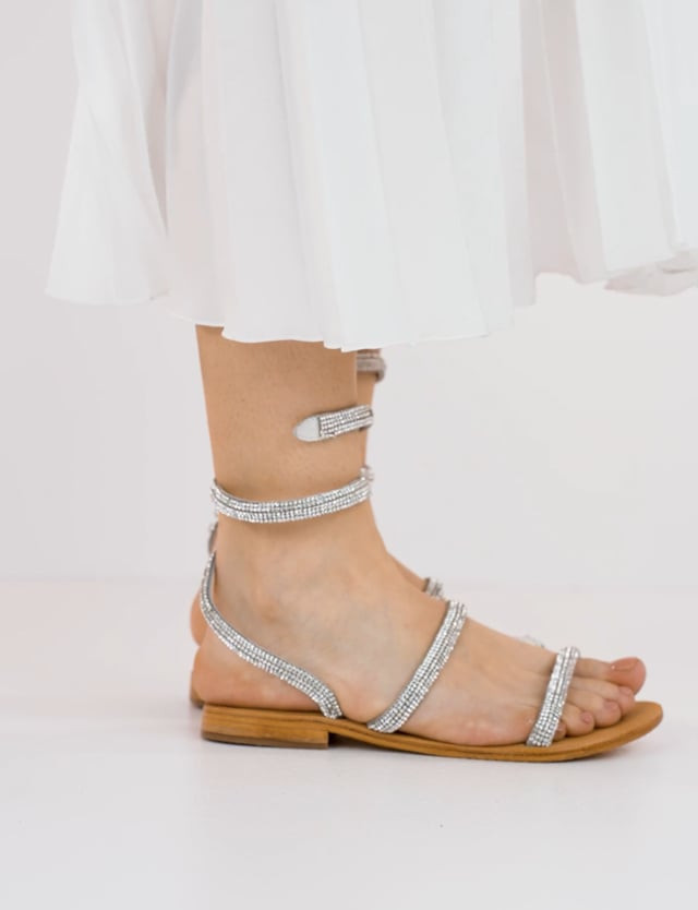 Sandali tacco 1cm pelle bianco