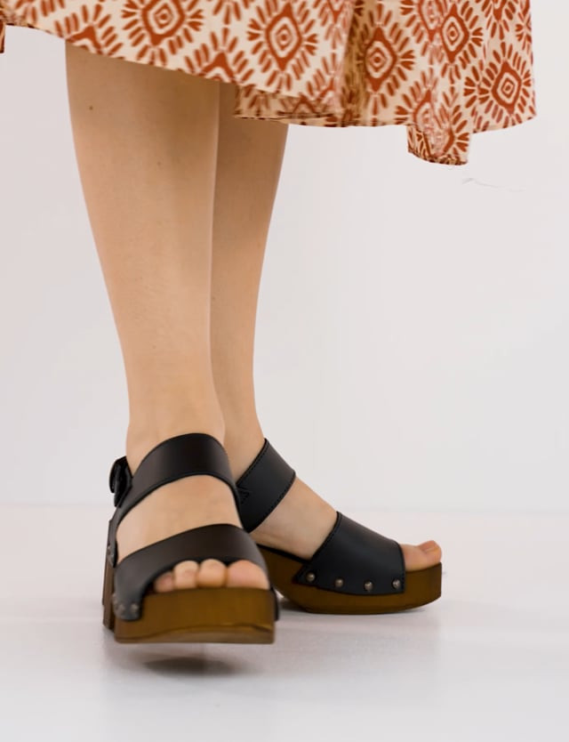 Sandali tacco 5cm pelle nero