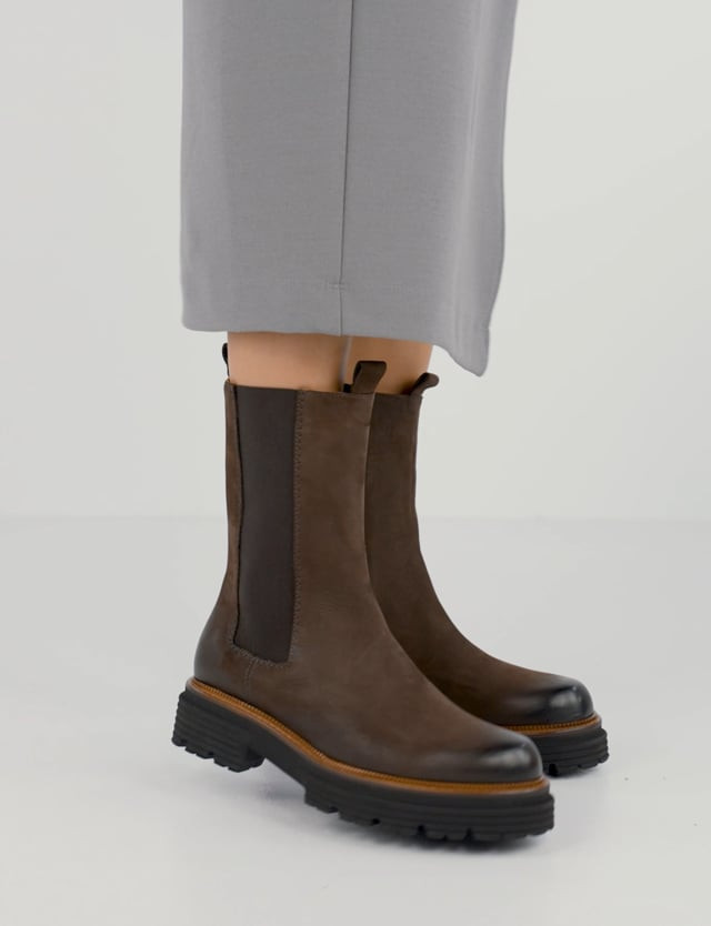 Low heel ankle boots heel 2 cm dark brown nabuk