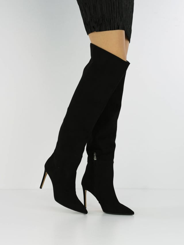 High heel boots heel 8 cm black suede