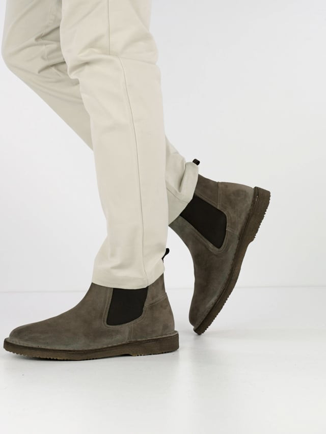 Ankle boots heel 1 cm beige suede