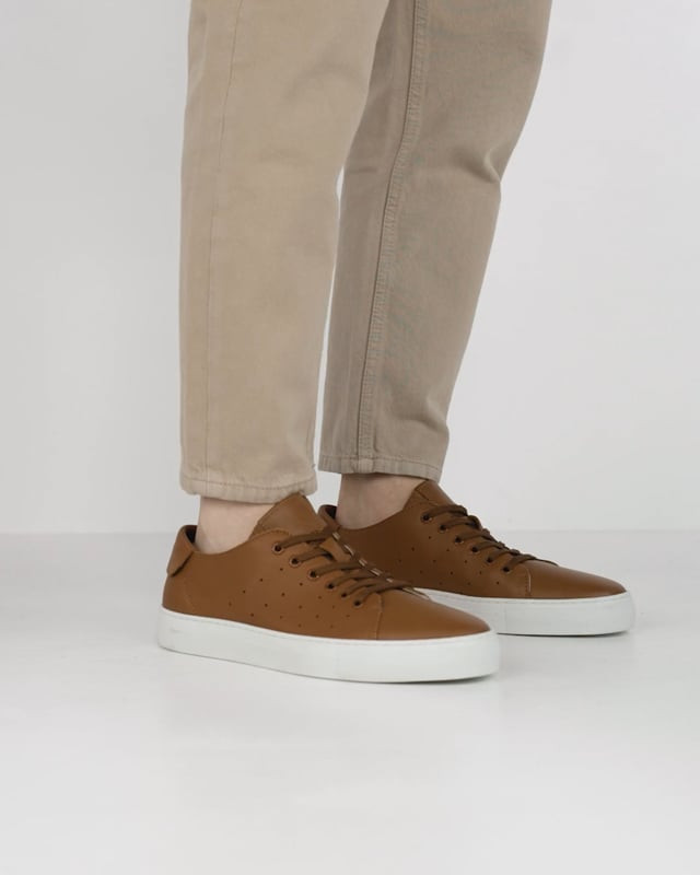 Sneakers heel 1 cm brown leather