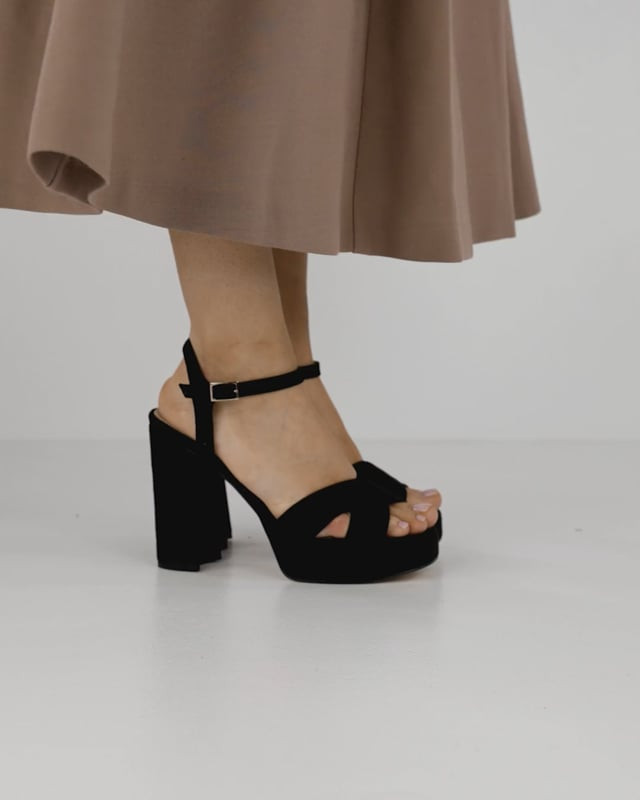 Sandali tacco 8 cm nero camoscio
