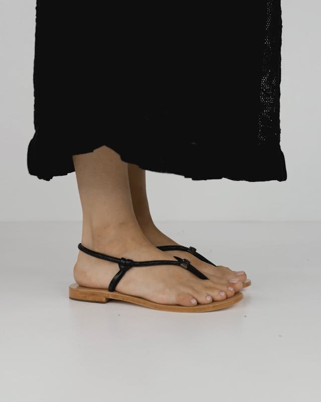 Sandali infradito tacco 1 cm nero pelle