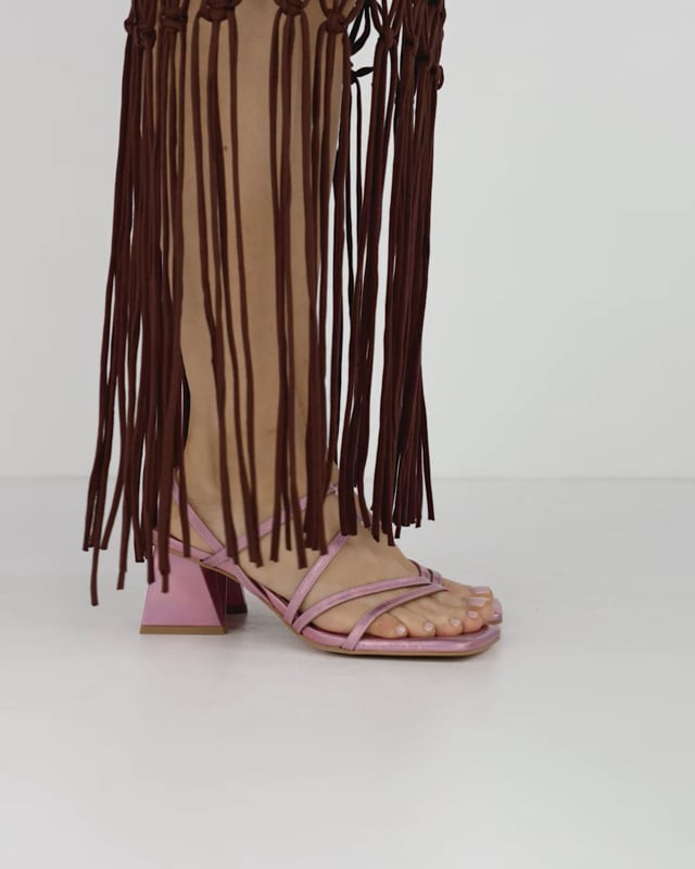 High heel sandals heel 6 cm pink leather