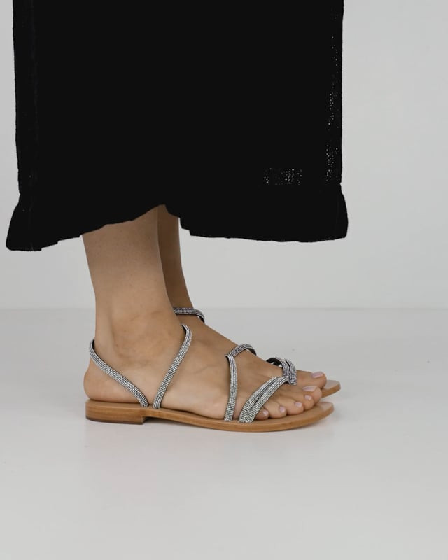 Sandali tacco 1 cm argento pelle