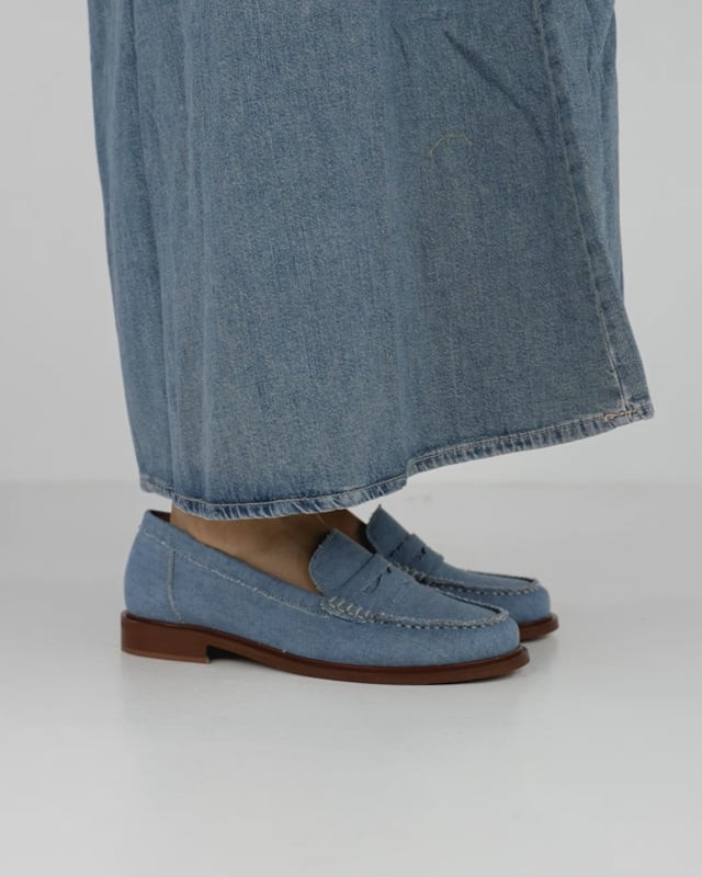 Loafers heel 1 cm jeans fabric
