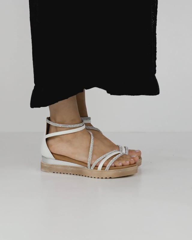 Wedge heels heel 4 cm white leather