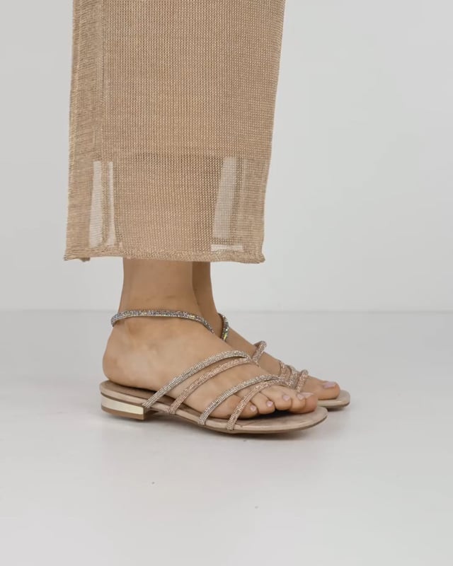 Sandali tacco 2cm pelle oro