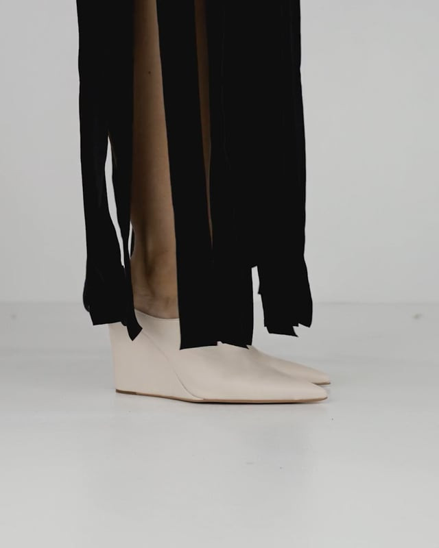 Sabot heel 9 cm white leather