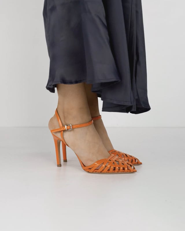 Sandali tacco 9cm vernice arancio