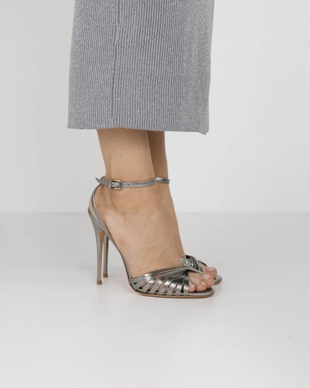 Sandali tacco 11cm pelle argento