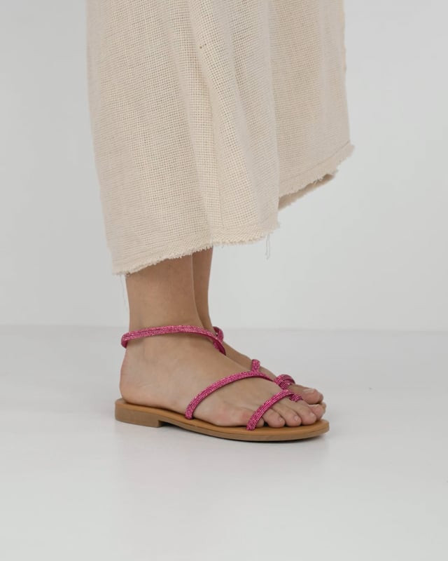 Sandali tacco 1cm pelle rosa