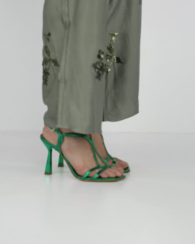Sandali tacco 9cm pelle verde