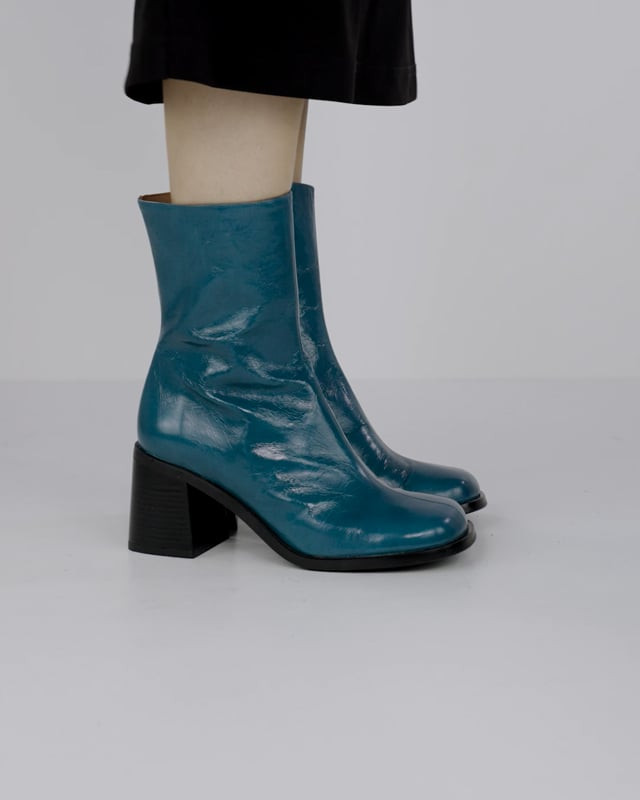 High heel ankle boots heel 8 cm blu patent