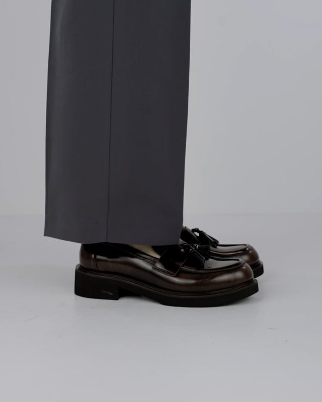 Loafers heel 3 cm brown leather