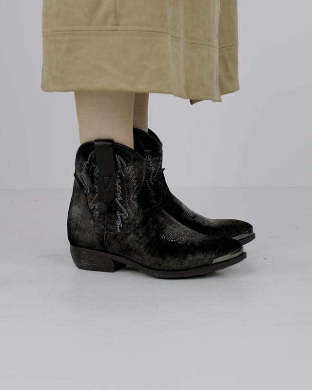 Low heel ankle boots heel 2 cm black velvet