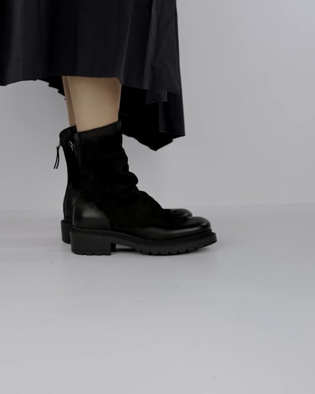 Low heel ankle boots heel 2 cm black nabuk