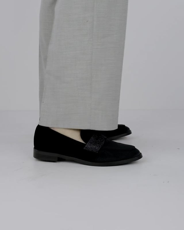 Loafers heel 2 cm black velvet