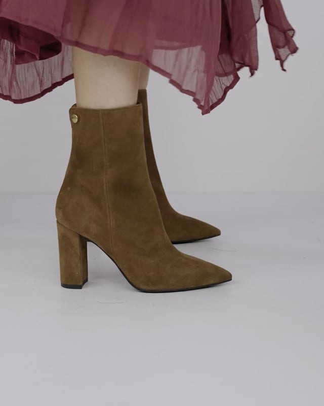 High heel ankle boots heel 9 cm brown suede