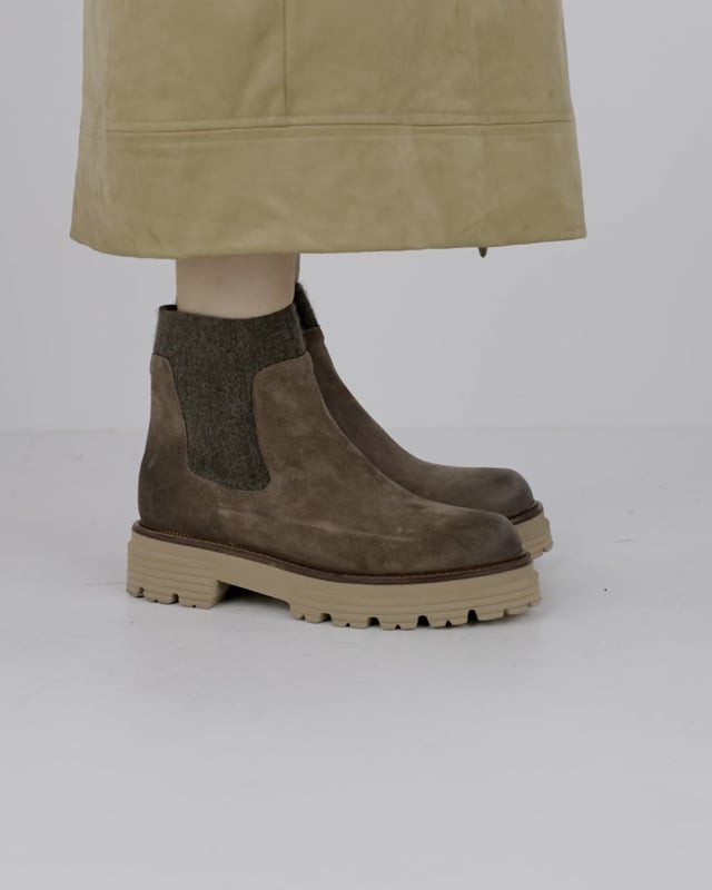 Low heel ankle boots heel 2 cm beige suede