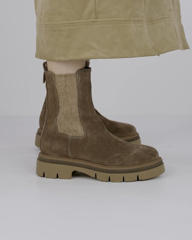 Low heel ankle boots heel 1 cm beige suede