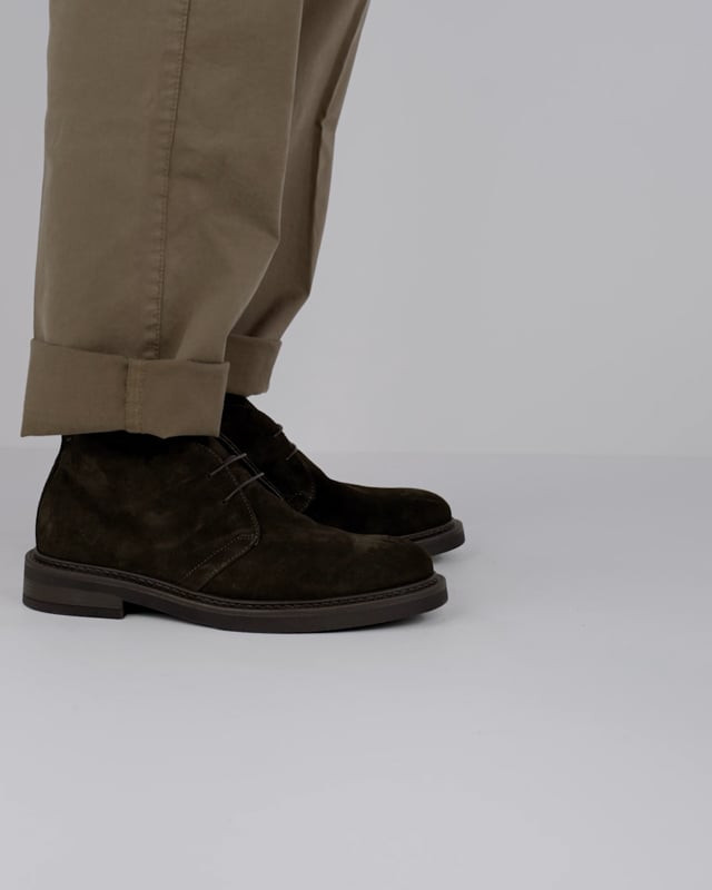 Combat boots dark brown suede