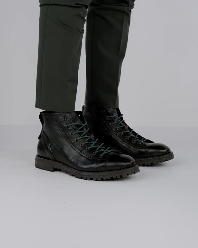 Combat boots green leather