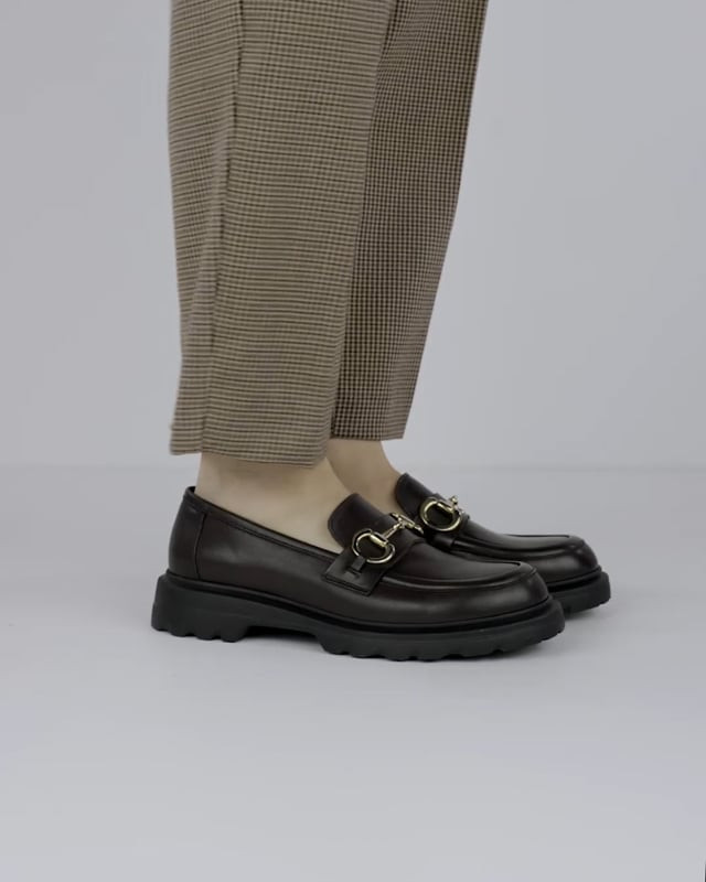 Loafers heel 3 cm dark brown leather