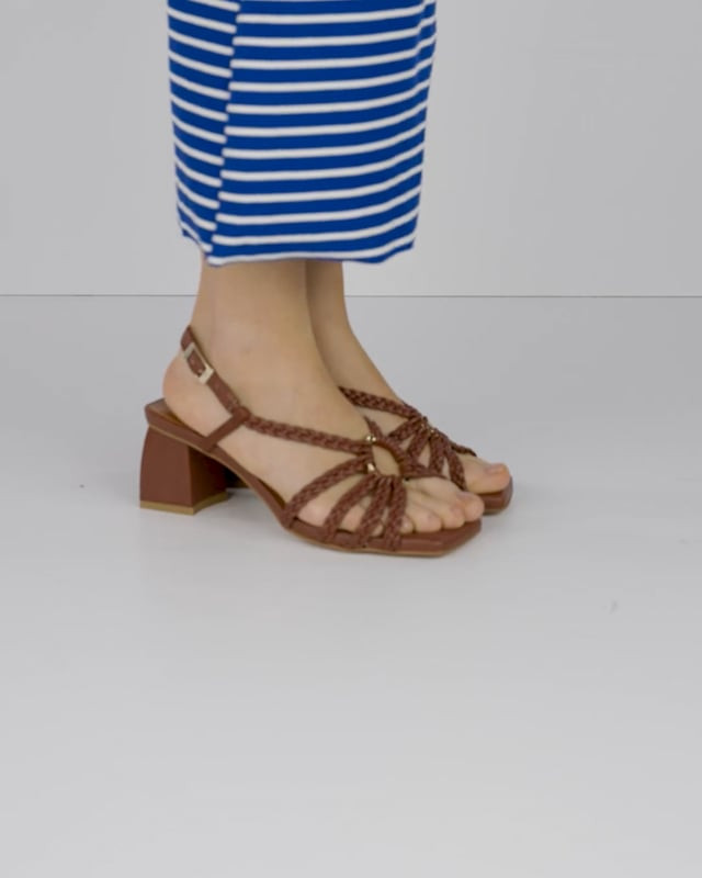 Sandali tacco 6cm pelle marrone