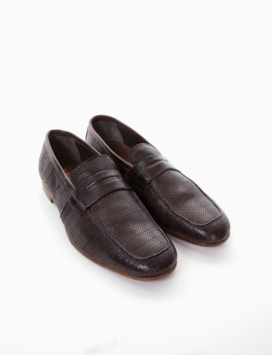 Loafers heel 2 cm dark brown leather