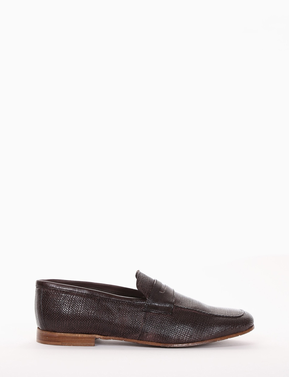 Loafers heel 2 cm dark brown leather