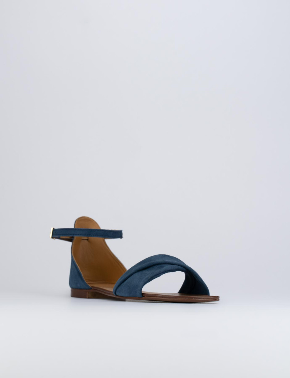 Sandalo tacco 1cm blu camoscio