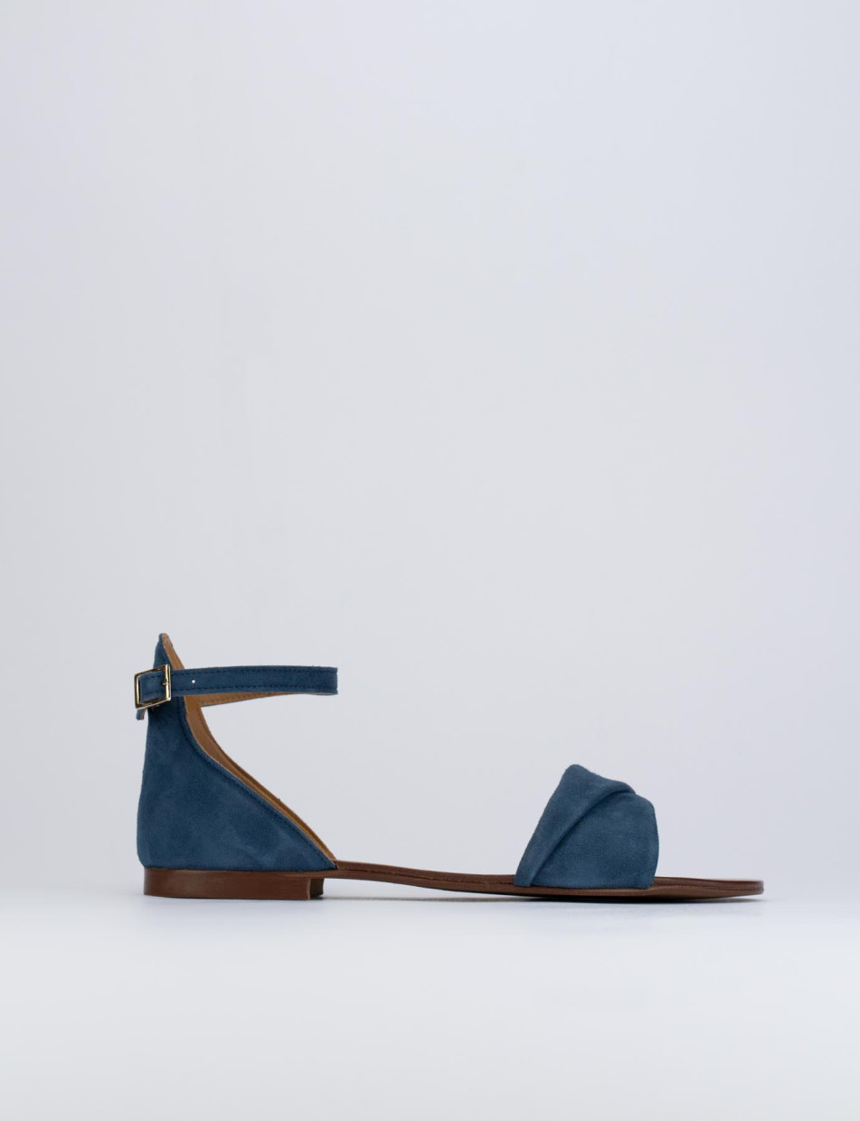 Low heel sandals heel 1 cm blu chamois