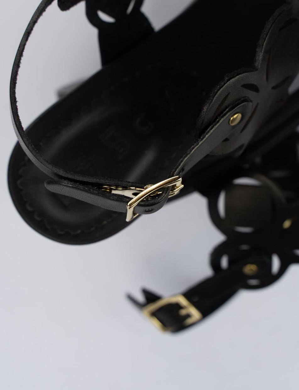 Sandalo tacco 5 cm nero pelle