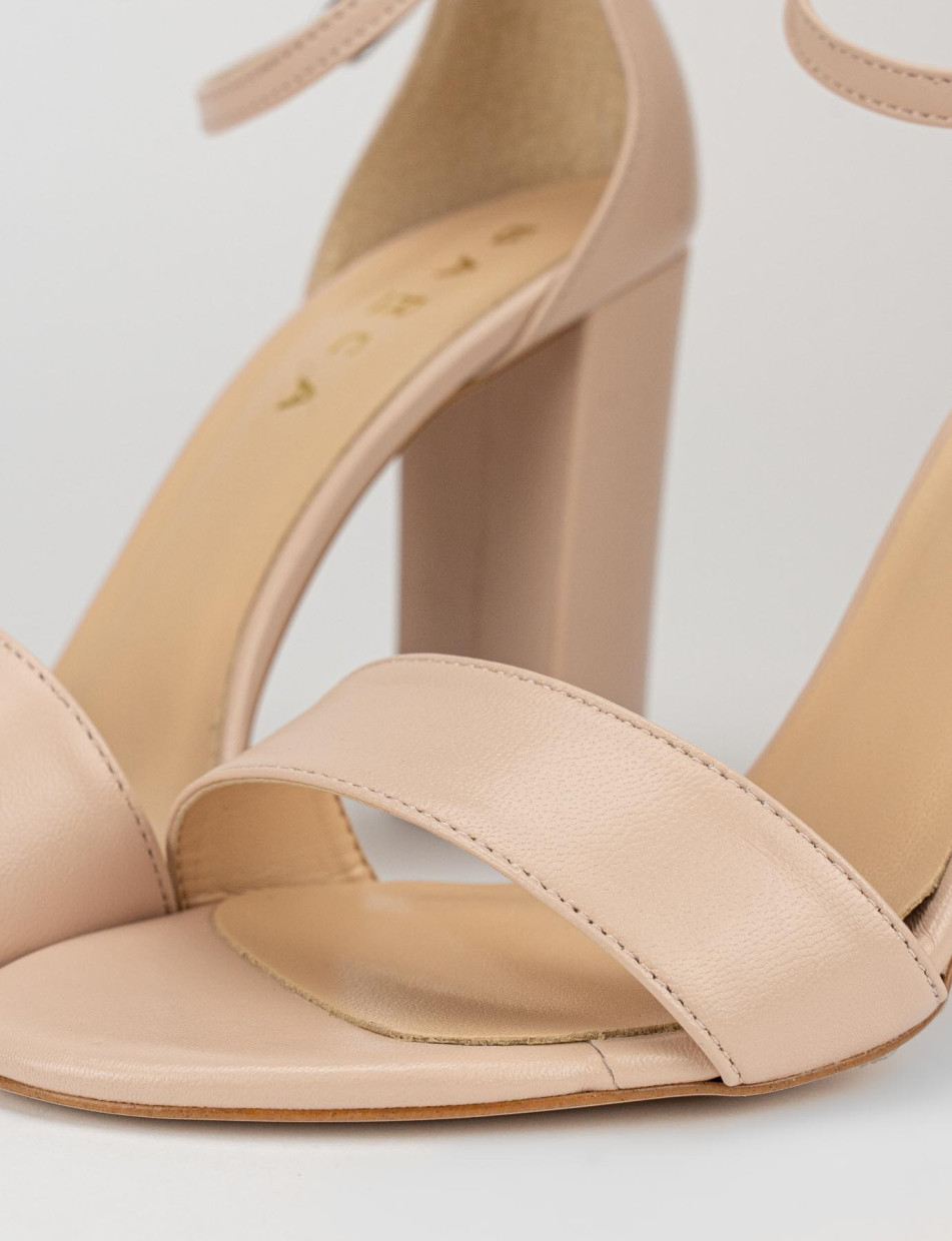 High heel sandals heel 9 cm pink leather